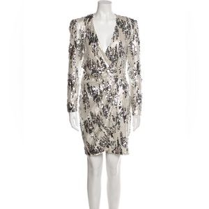 Maje silver sequin wrap dress